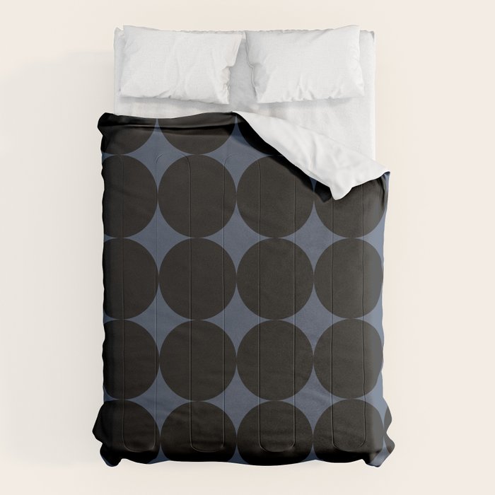 Circular Minimalism - Retro Blue Black Comforter Gallery Image 1