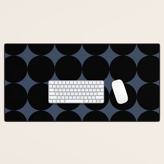 Circular Minimalism - Retro Blue Black Desk Mat Gallery Image 1