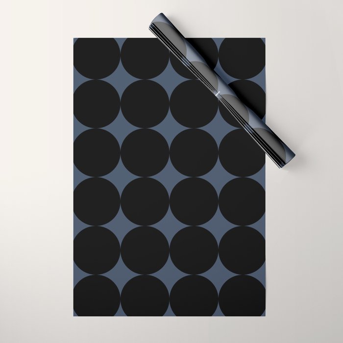 Circular Minimalism - Retro Blue Black Wrapping Paper Gallery Image 1