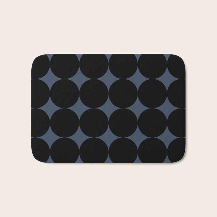 Circular Minimalism - Retro Blue Black Bath Mat Gallery Image 1
