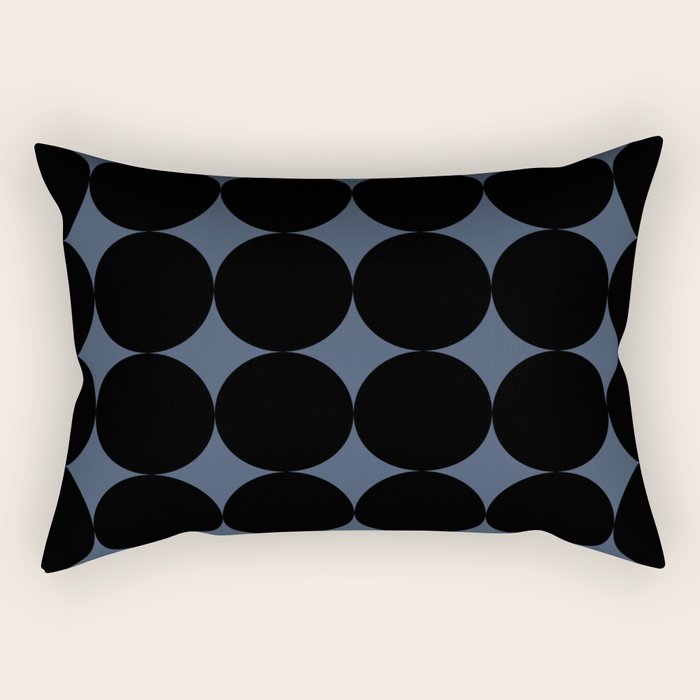 Circular Minimalism - Retro Blue Black Rectangular Pillow Gallery Image 1
