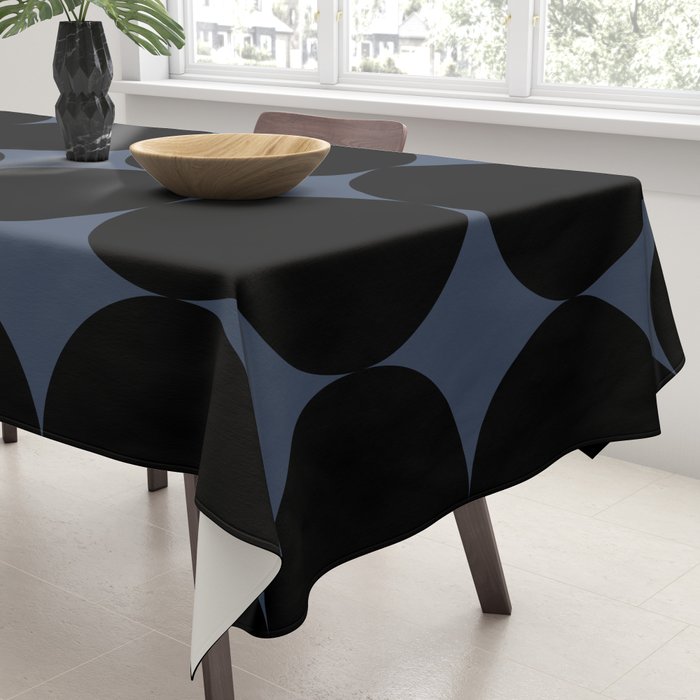 Circular Minimalism - Retro Blue Black Tablecloth Gallery Image 3