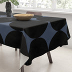 Circular Minimalism - Retro Blue Black Tablecloth Gallery Image 3