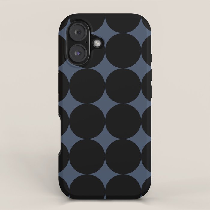 Circular Minimalism - Retro Blue Black iPhone Case Gallery Image 1