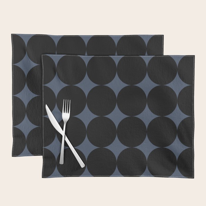 Circular Minimalism - Retro Blue Black Placemat Gallery Image 1