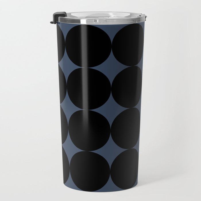 Circular Minimalism - Retro Blue Black Travel Mug Gallery Image 3