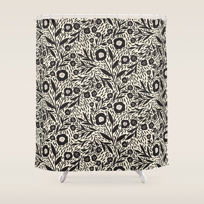 Botanical garden - Black and White Shower Curtain Gallery Image 1
