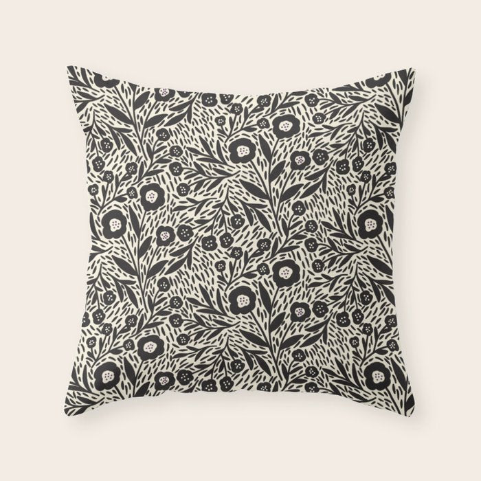 Botanical garden - Black and White Throw Pillow Gallery Image 6