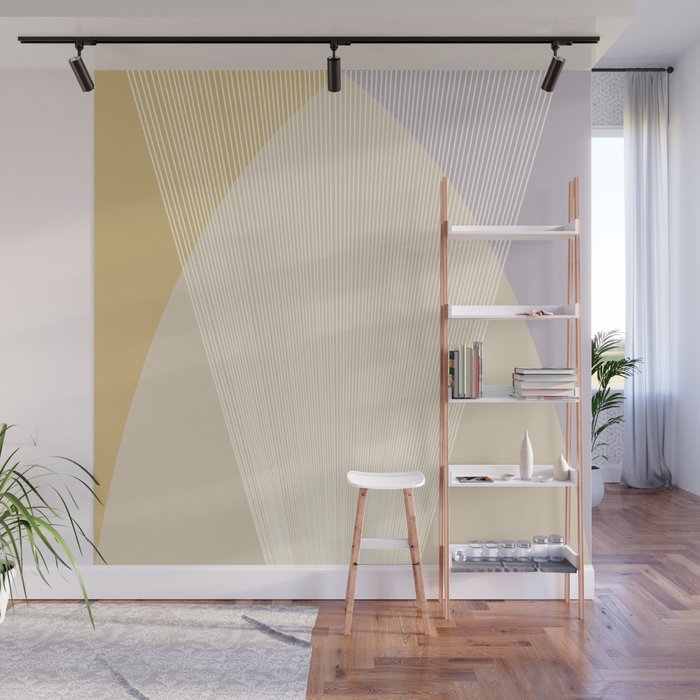Cecilia Shapes I - Neutral Yellow and Purple Wall Mural Gallery Image 1