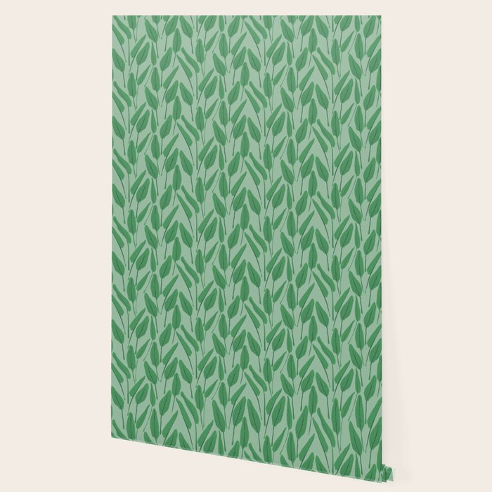Tropical leaf pattern in cool greens Wallpaper Gallery Image 2
