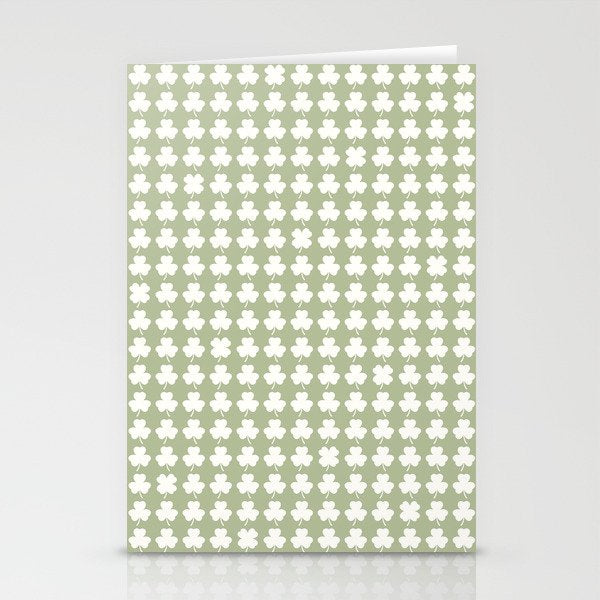 Clovers XXVI Natural Green Botanical Pattern Stationery Card Gallery Image 2