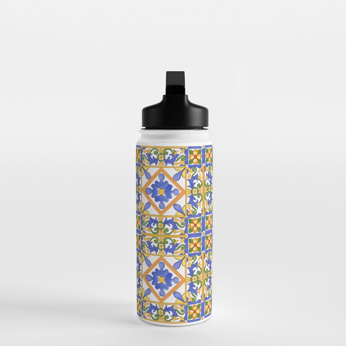 Summer,colourful detailed, Sicilian style art Water Bottle Gallery Image 3