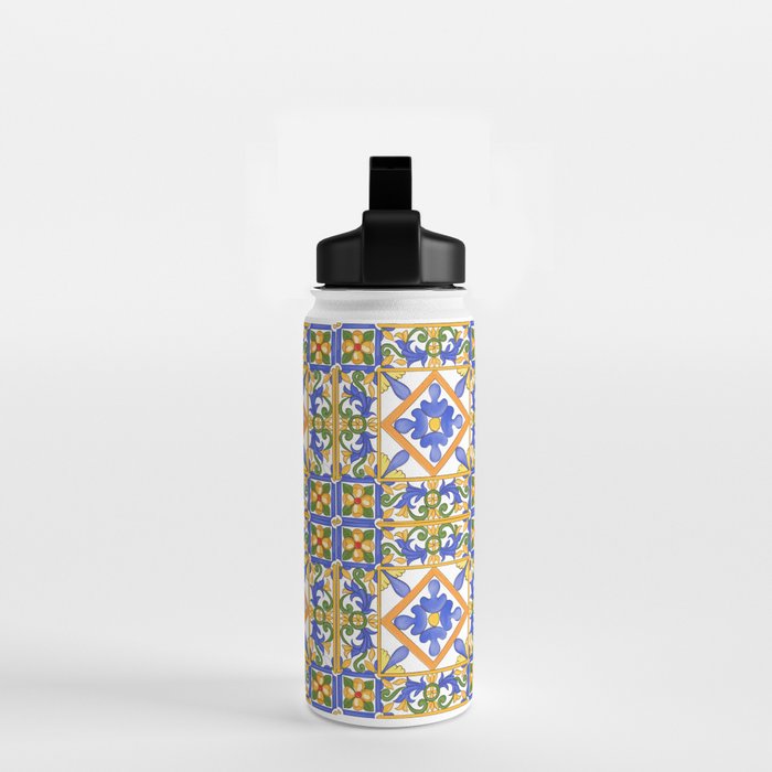 Summer,colourful detailed, Sicilian style art Water Bottle Gallery Image 2