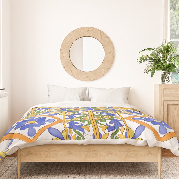Summer,colourful detailed, Sicilian style art Duvet Cover Gallery Image 3