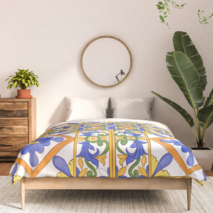 Summer,colourful detailed, Sicilian style art Comforter Gallery Image 3