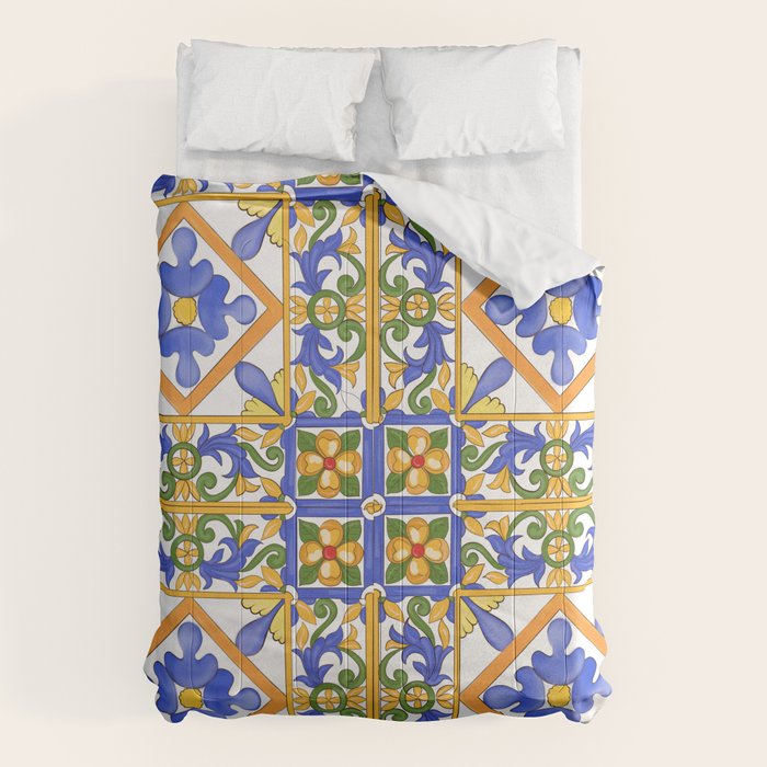 Summer,colourful detailed, Sicilian style art Comforter Gallery Image 1