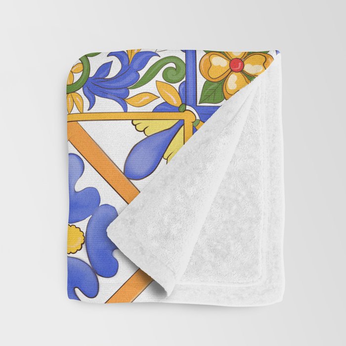 Summer,colourful detailed, Sicilian style art Throw Blanket Gallery Image 3