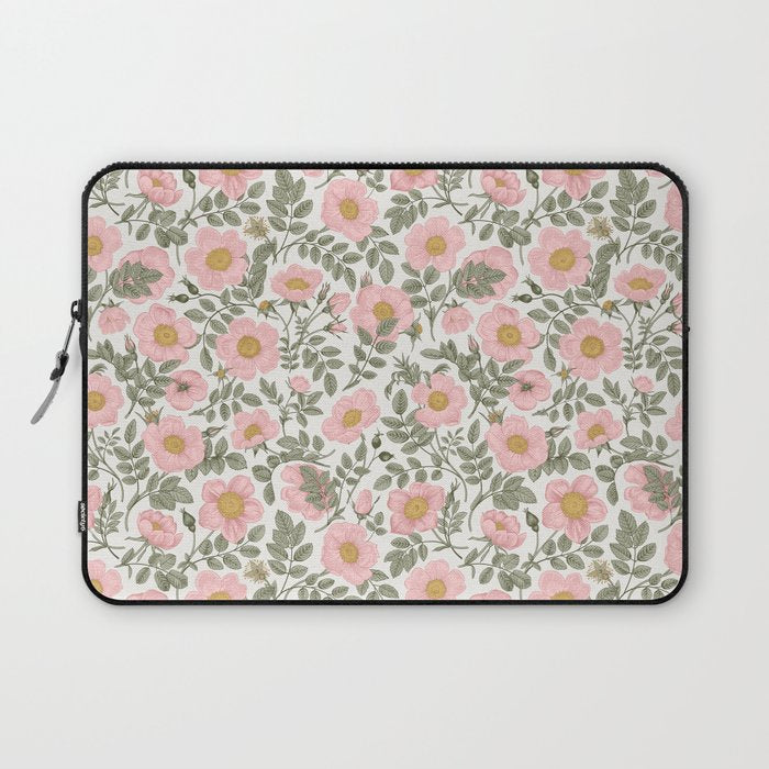 Wild Roses Cottage Garden Summer Floral Pattern Laptop Sleeve Gallery Image 1