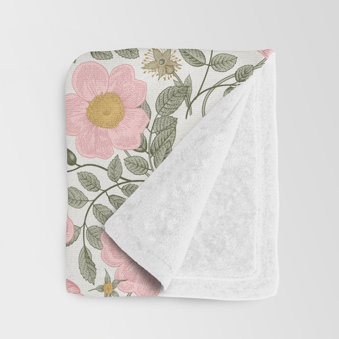 Wild Roses Cottage Garden Summer Floral Pattern Throw Blanket Gallery Image 3