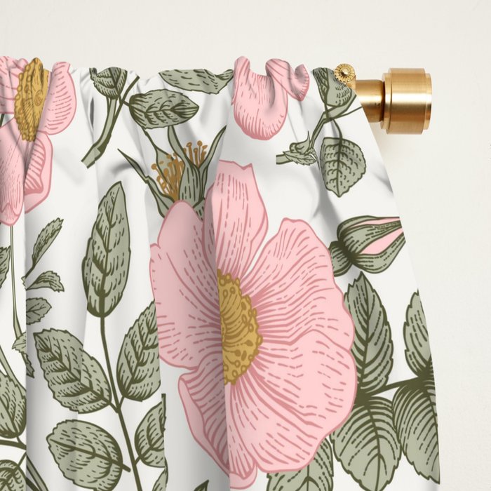 Wild Roses Cottage Garden Summer Floral Pattern Window Curtain Gallery Image 2