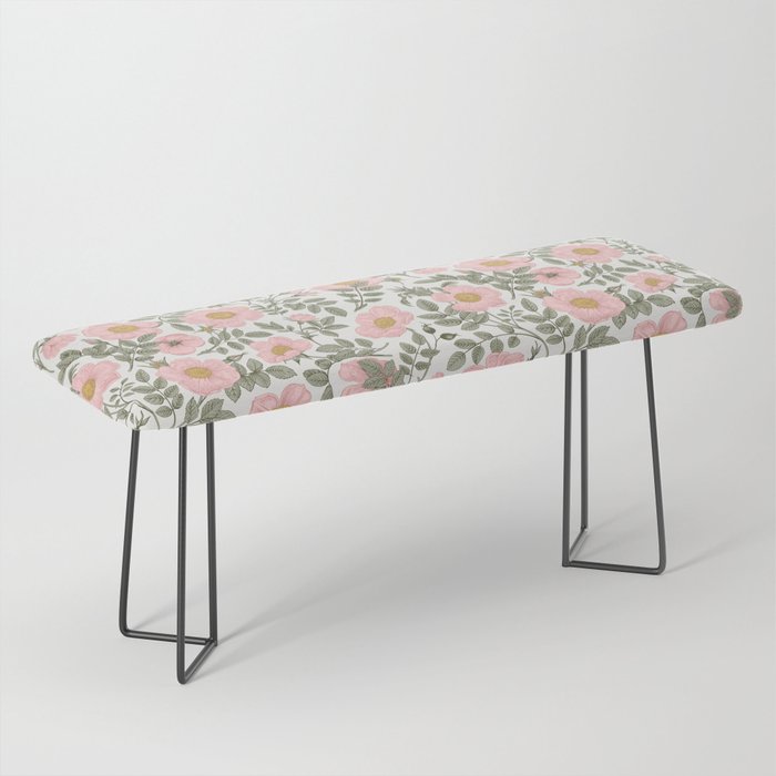 Wild Roses Cottage Garden Summer Floral Pattern Bench Gallery Image 1