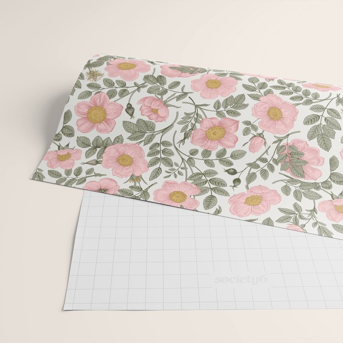 Wild Roses Cottage Garden Summer Floral Pattern Wrapping Paper Gallery Image 2