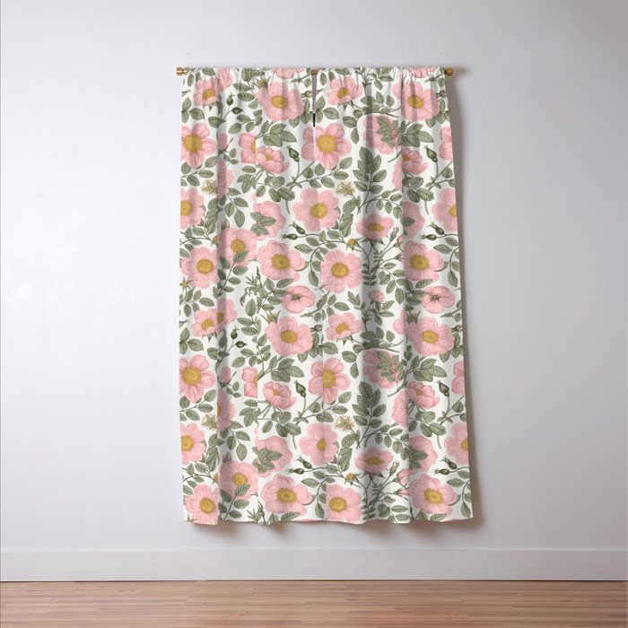 Wild Roses Cottage Garden Summer Floral Pattern Window Curtain Gallery Image 3