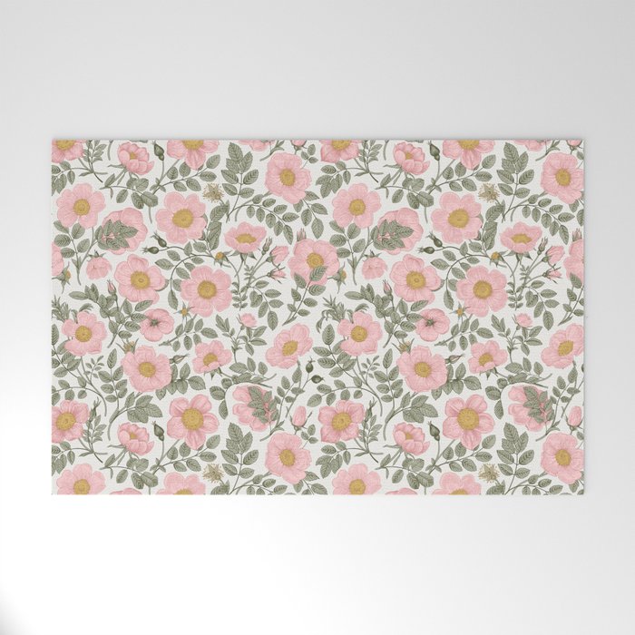 Wild Roses Cottage Garden Summer Floral Pattern Welcome Mat Gallery Image 1