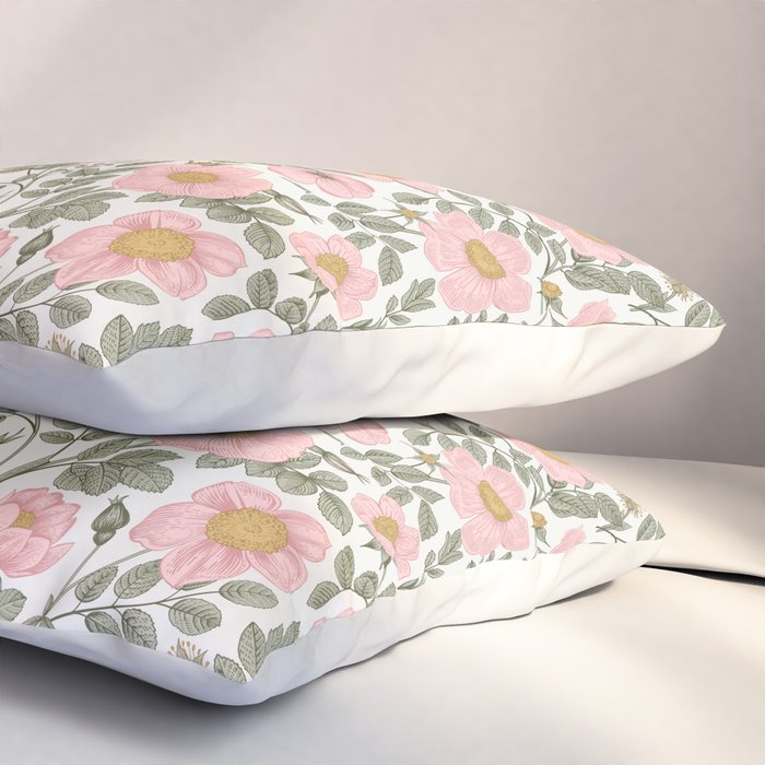 Wild Roses Cottage Garden Summer Floral Pattern Pillow Sham Gallery Image 3
