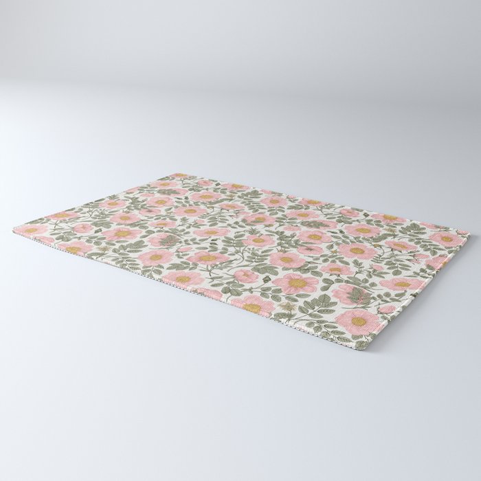 Wild Roses Cottage Garden Summer Floral Pattern Rug Gallery Image 3