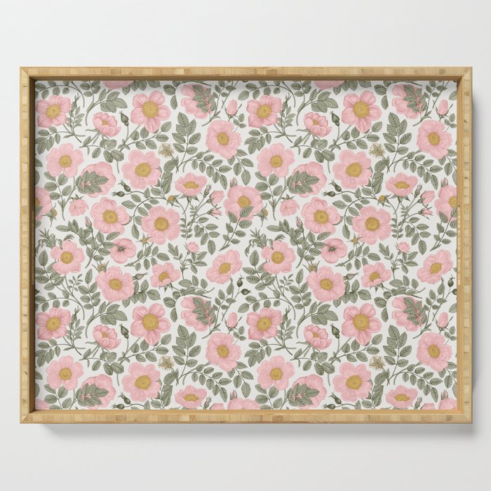 Wild Roses Cottage Garden Summer Floral Pattern Serving Tray Gallery Image 1