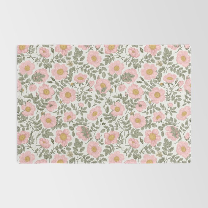 Wild Roses Cottage Garden Summer Floral Pattern Rug Gallery Image 2