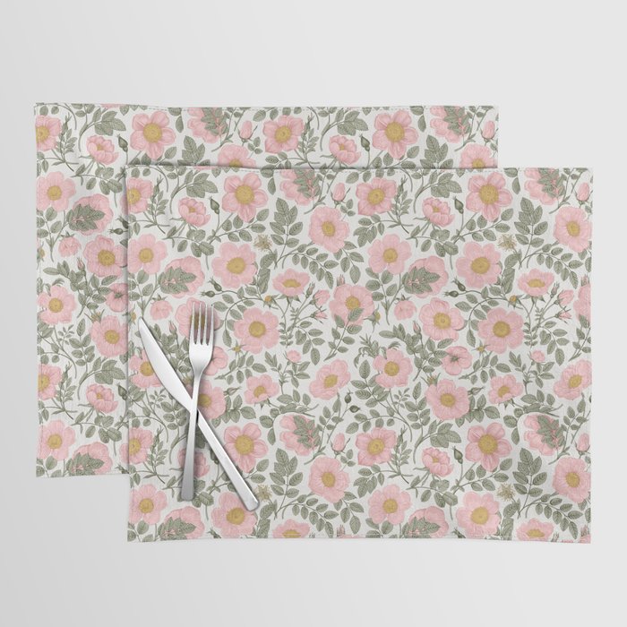 Wild Roses Cottage Garden Summer Floral Pattern Placemat Gallery Image 1