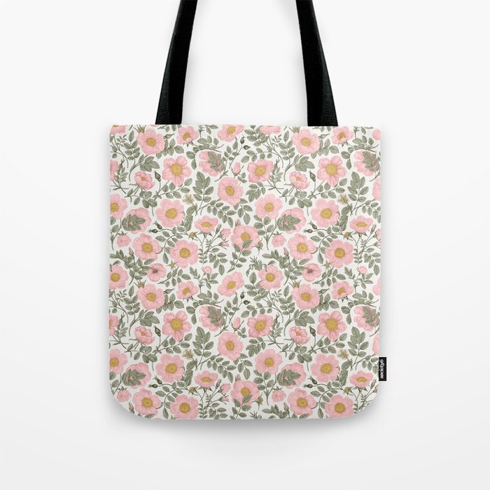 Wild Roses Cottage Garden Summer Floral Pattern Tote Bag Gallery Image 1
