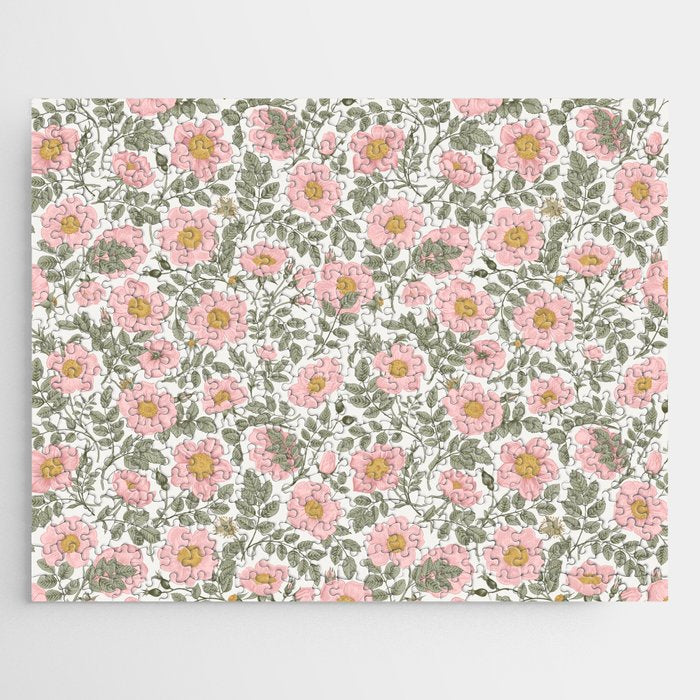 Wild Roses Cottage Garden Summer Floral Pattern Jigsaw Puzzle Gallery Image 1