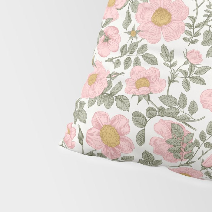 Wild Roses Cottage Garden Summer Floral Pattern Pillow Sham Gallery Image 4