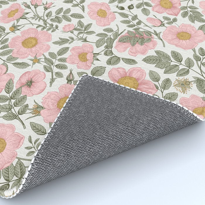 Wild Roses Cottage Garden Summer Floral Pattern Rug Gallery Image 4