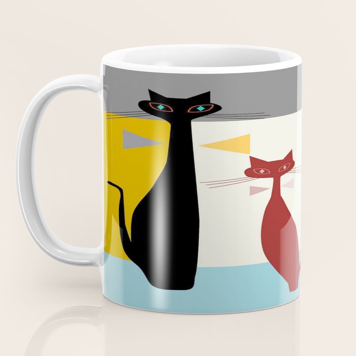 Mid-Century Modern Art Cats Coffee Mug Gallery Image 3