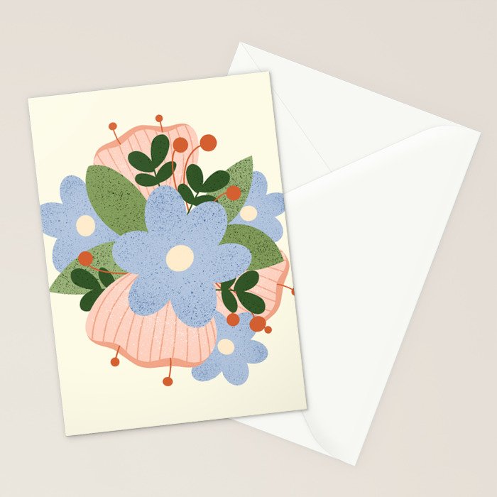 Blue Flowers  Stationery Card Gallery Image 2