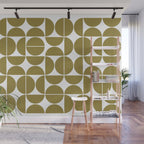 Mid Century Modern Geometric 04 Flat Gold Wall Mural Gallery Image 1