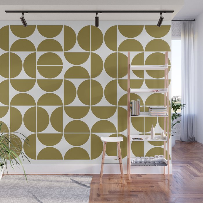 Mid Century Modern Geometric 04 Flat Gold Wall Mural Gallery Image 1