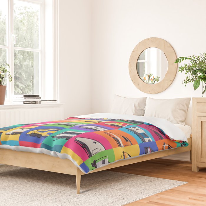 World Trains Grid Pattern Duvet Cover Gallery Image 2