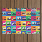 World Trains Grid Pattern Outdoor Rug Gallery Image 1