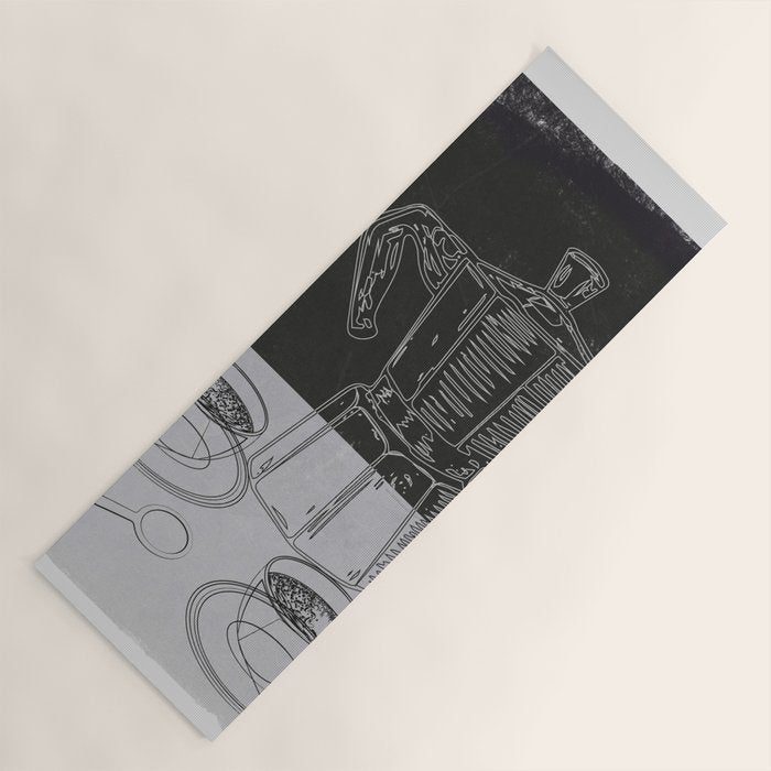 Minimalist Black And White Coffee Cups Yoga Mat Gallery Image 1