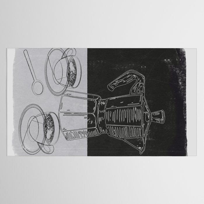 Minimalist Black And White Coffee Cups Tablecloth Gallery Image 2