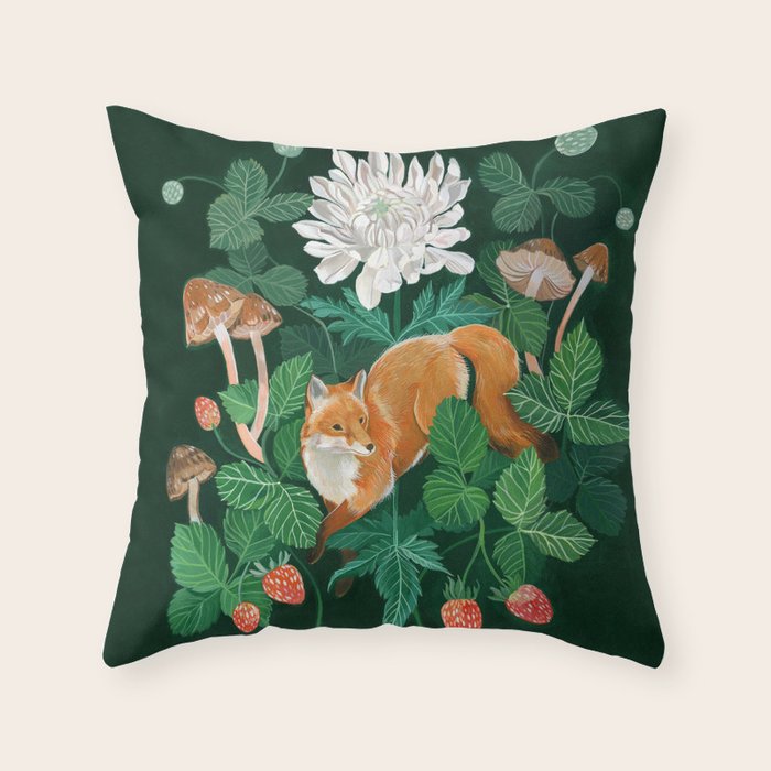 Strawberry Fox Throw Pillow Gallery Image 6