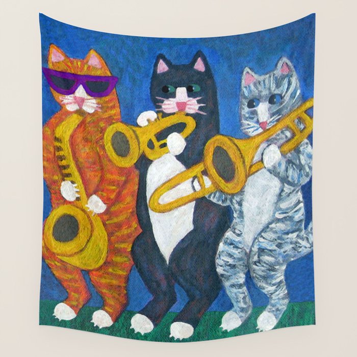 Salsa Cats Brass Section Wall Tapestry