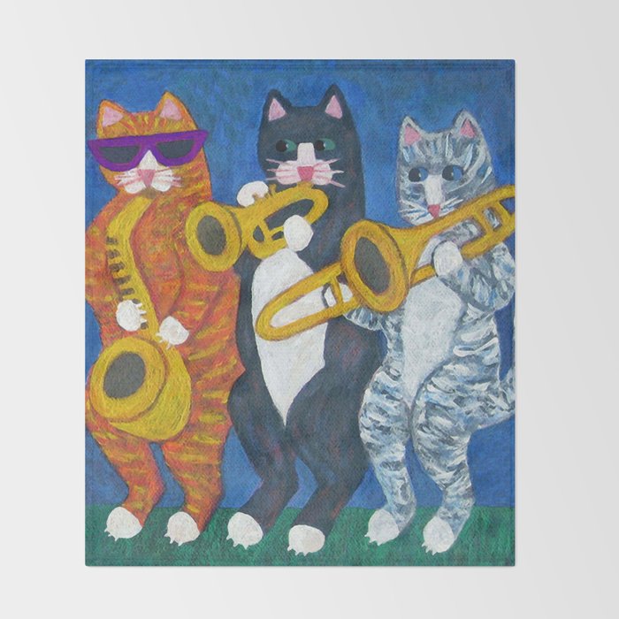 Salsa Cats Brass Section Throw Blanket Gallery Image 2