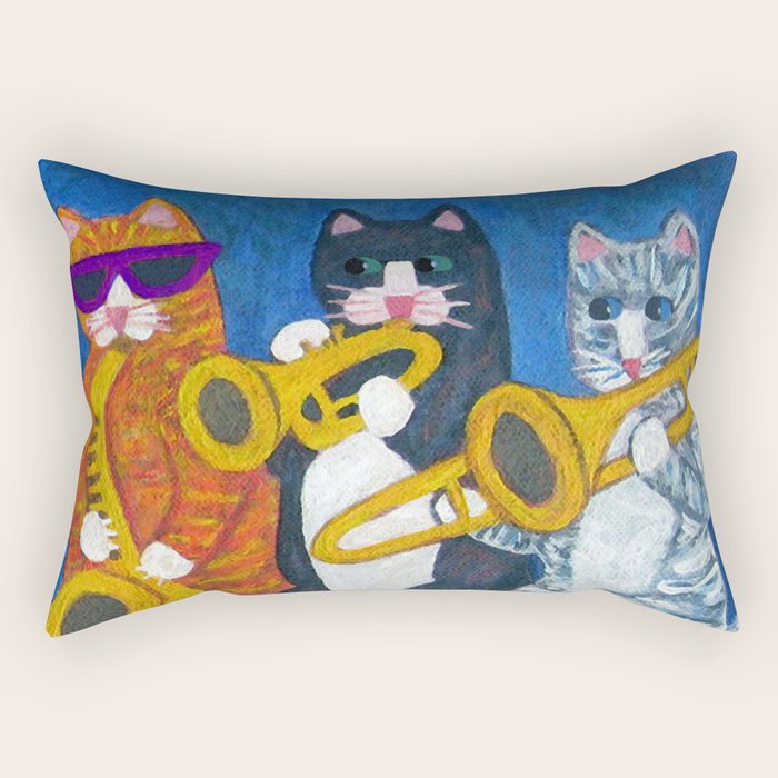 Salsa Cats Brass Section Rectangular Pillow Gallery Image 1