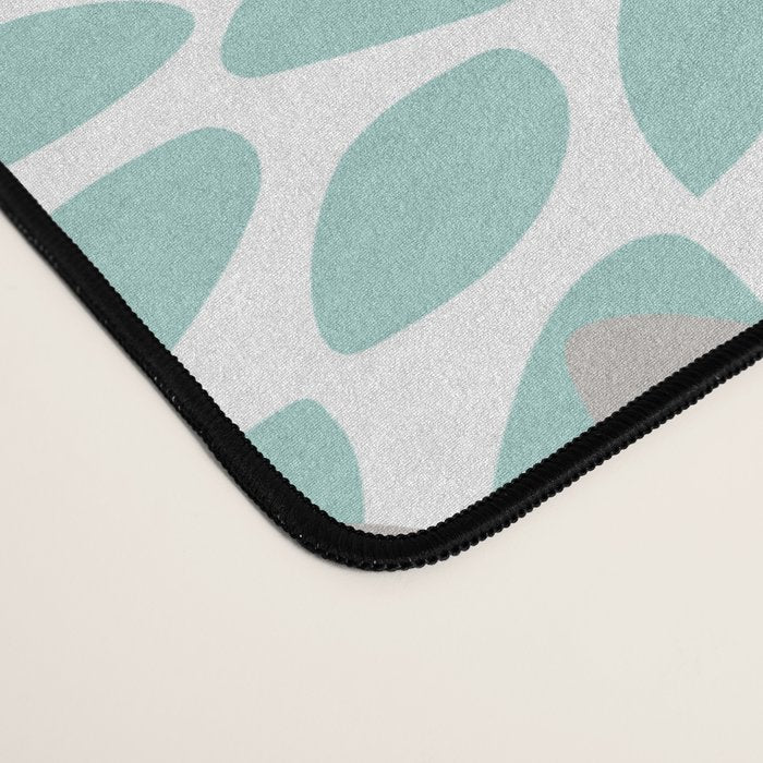 Floral Pattern, Teal, Aqua, Turquoise,Gray Desk Mat Gallery Image 4